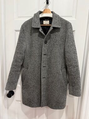 Club Monaco Men's Gray Herringbone Wool-Blend Coat
